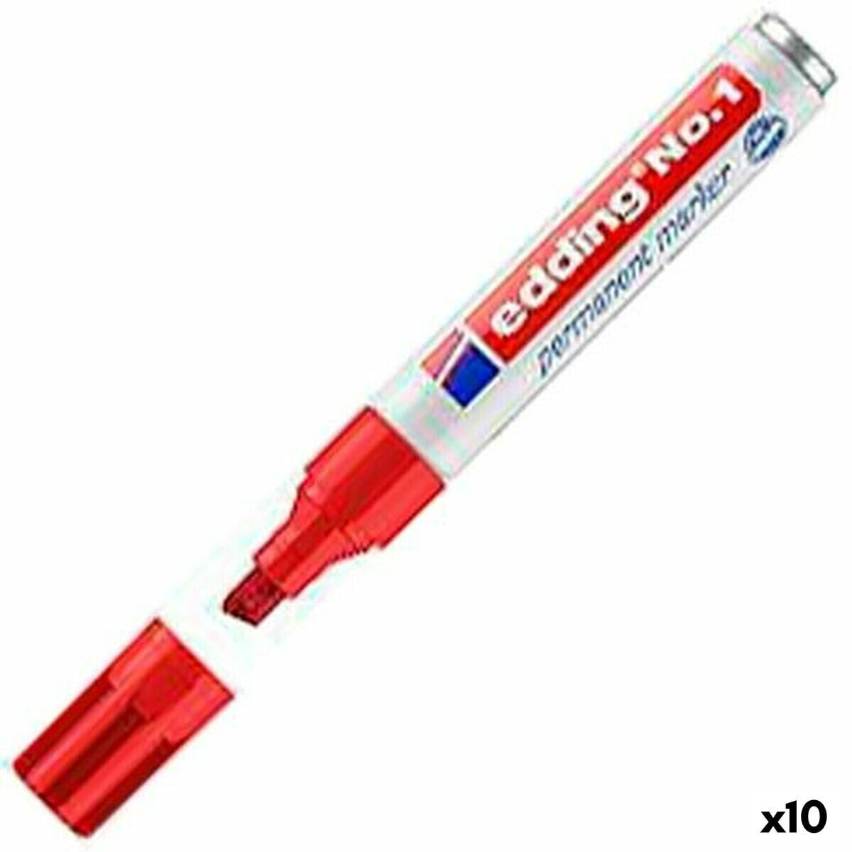 Постоянный маркер Edding Nº1 Красный (10 штук)