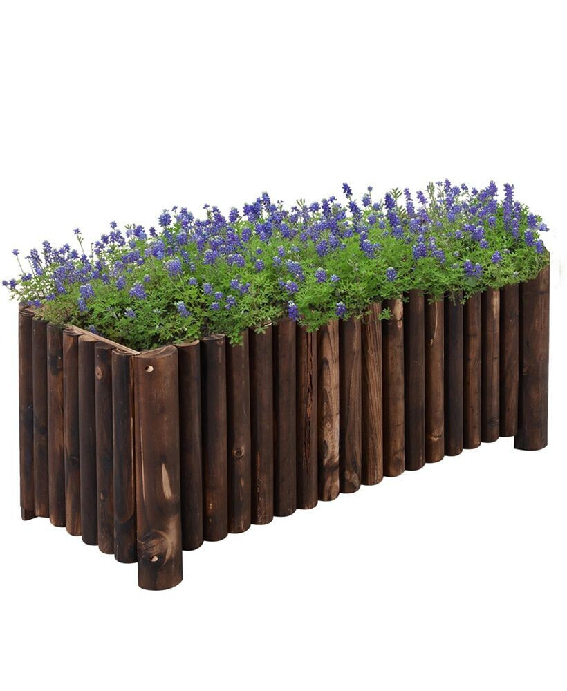 Outsunny wood Raised Garden Flower Bed Elevated Plant Planter Herb Box Backyard