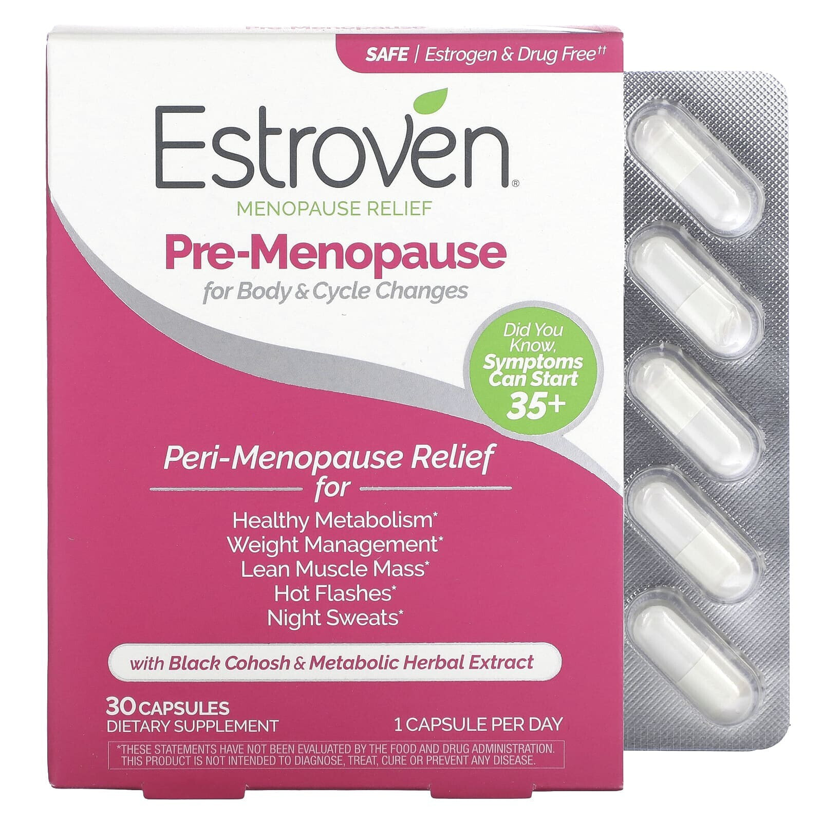 Estroven, Menopause Relief, Pre-Menopause, 30 капсул