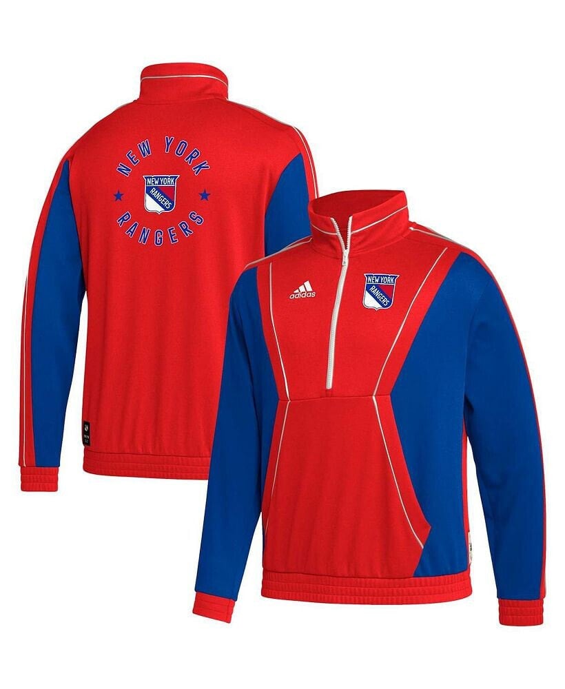 adidas men's Red New York Rangers Team Classics Half-Zip Jacket