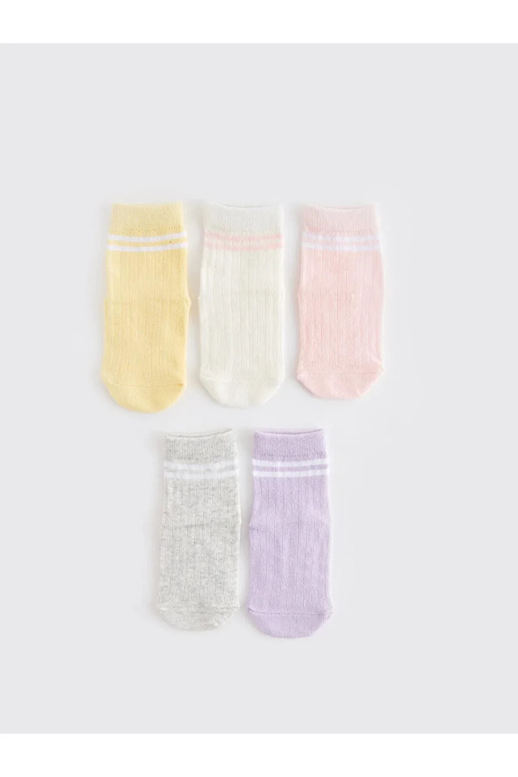LCW baby Çizgili Kız Bebek Soket Çorap 5'li