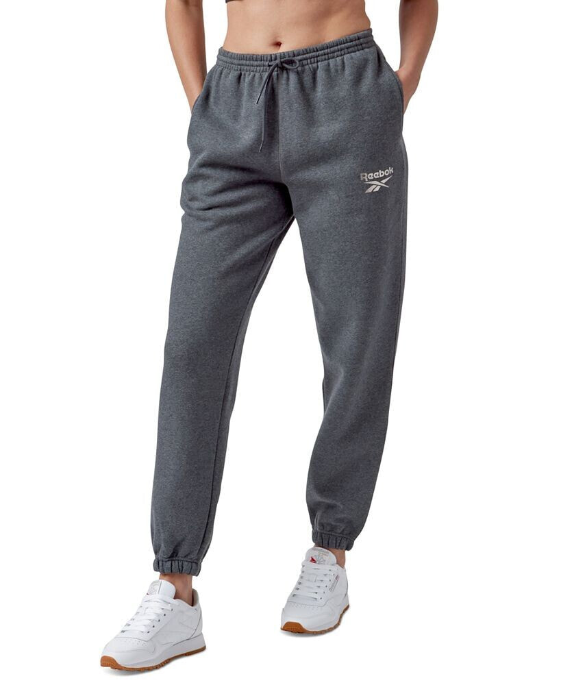Reebok women's Metallic Foil Logo Fleece Jogger Sweatpants, A Macy's Exclusive