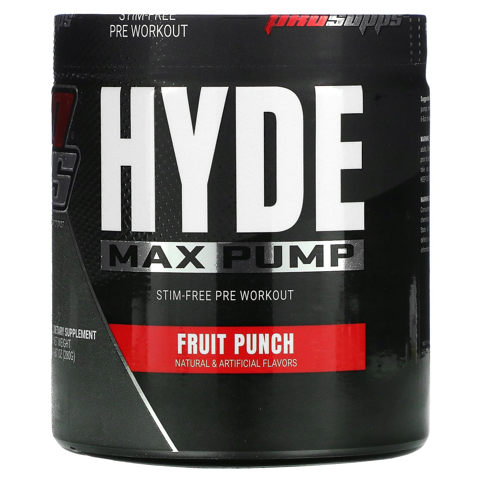 ПроСаппс, Hyde Max Pump, предтренировочный комплекс без стимуляторов, вишневый лаймад, 280 г (9,87 унции)