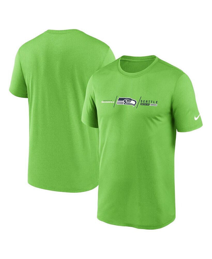 Nike men's Neon Green Seattle Seahawks Horizontal Lockup Legend T-shirt