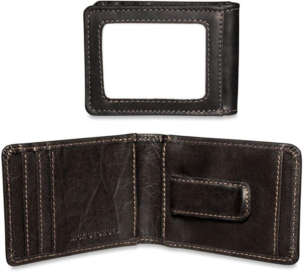 Мужской портмоне кожаный черный горизонтальный без застежки Voyager Bi-Fold Wallet with Money Clip 7748 (Black)
