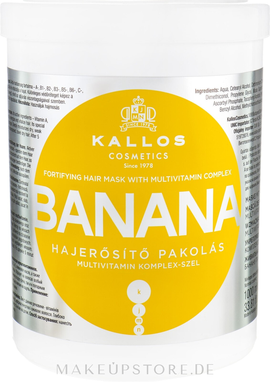 Stärkende Haarmaske mit Multivitamin-Komplex - Kallos Cosmetics Banana Mask