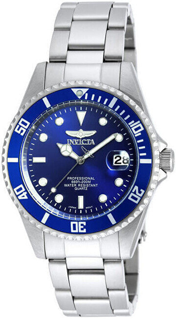 Часы мужские наручные Invicta Pro Diver 9204OB серебряный браслет, синий циферблат