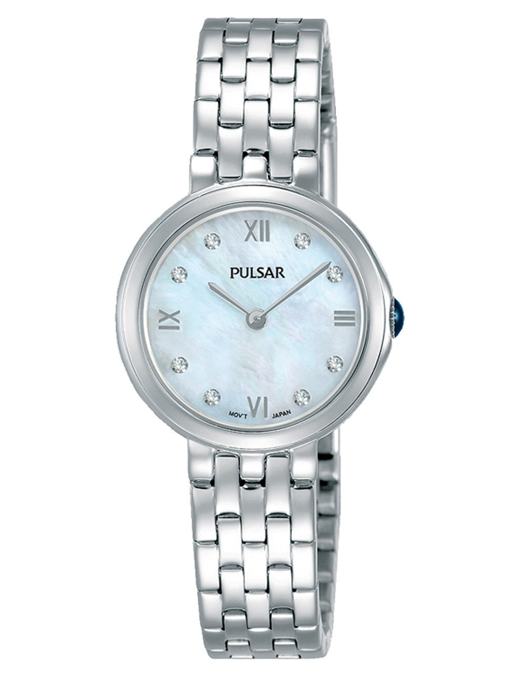 Женские наручные кварцевые часы Pulsar ремешок из нержавеющей стали. Водонепроницаемость-5 АТМ. Прочное, минеральное стекло.