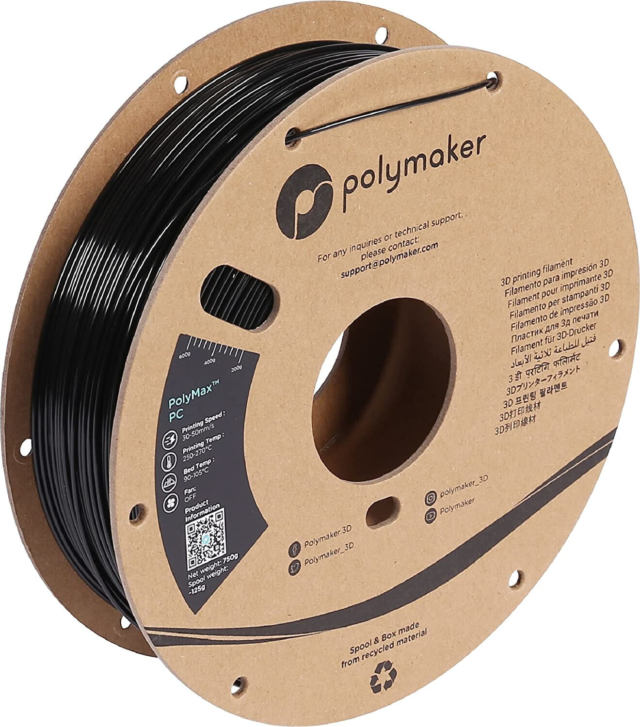 Polymaker PC02003 Polymax Tough Filament PC Polycarbonat hohe Steifigkeit hitzebeständig