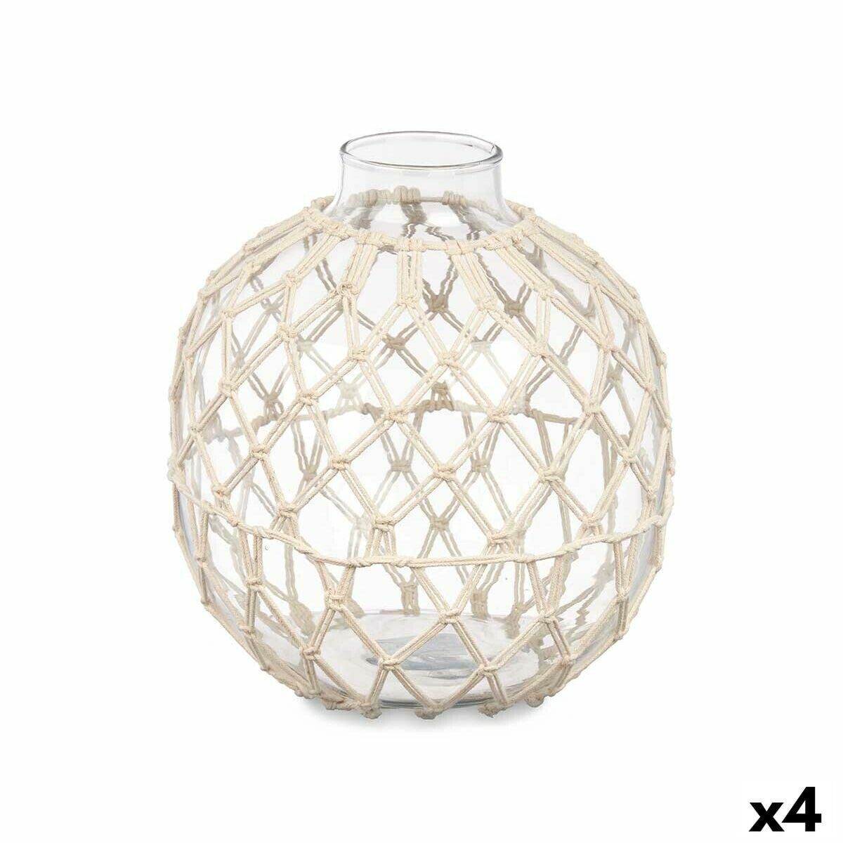 Декоративный шар Белый Прозрачный Cтекло Веревка 21 x 23 cm (4 штук)