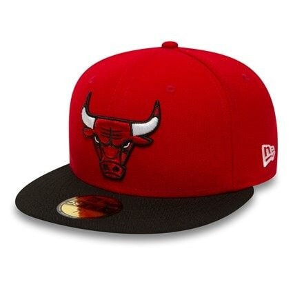 Мужская бейсболка баскетбольная красная с логотипом с черным прямым козырьком New Era 59FIFTY Nba Chicago Bulls