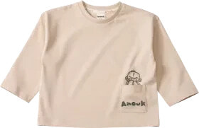 Anouk Langarmshirt mit Leinen & Stickereien, beige, Gr. 116, 1 St