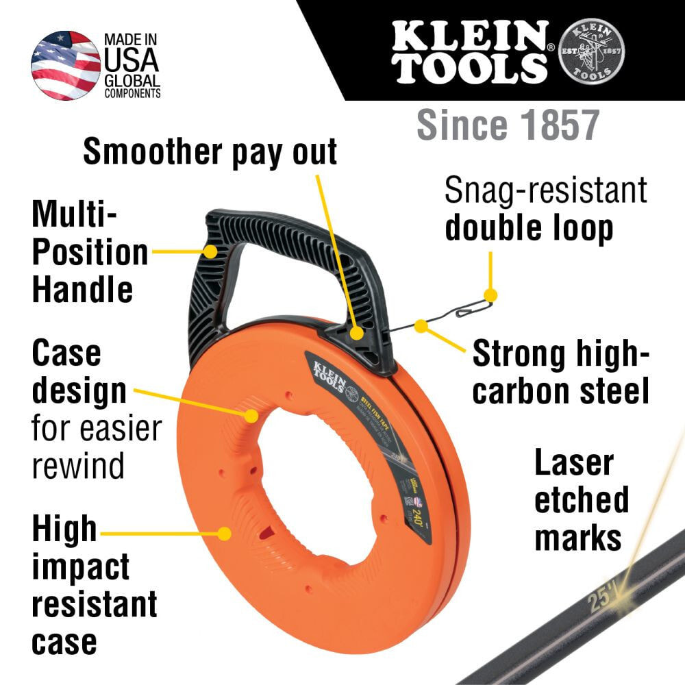 Klein Tools 56334. Длина: 73,2 м, ширина: 3 мм, высота: 2 мм.