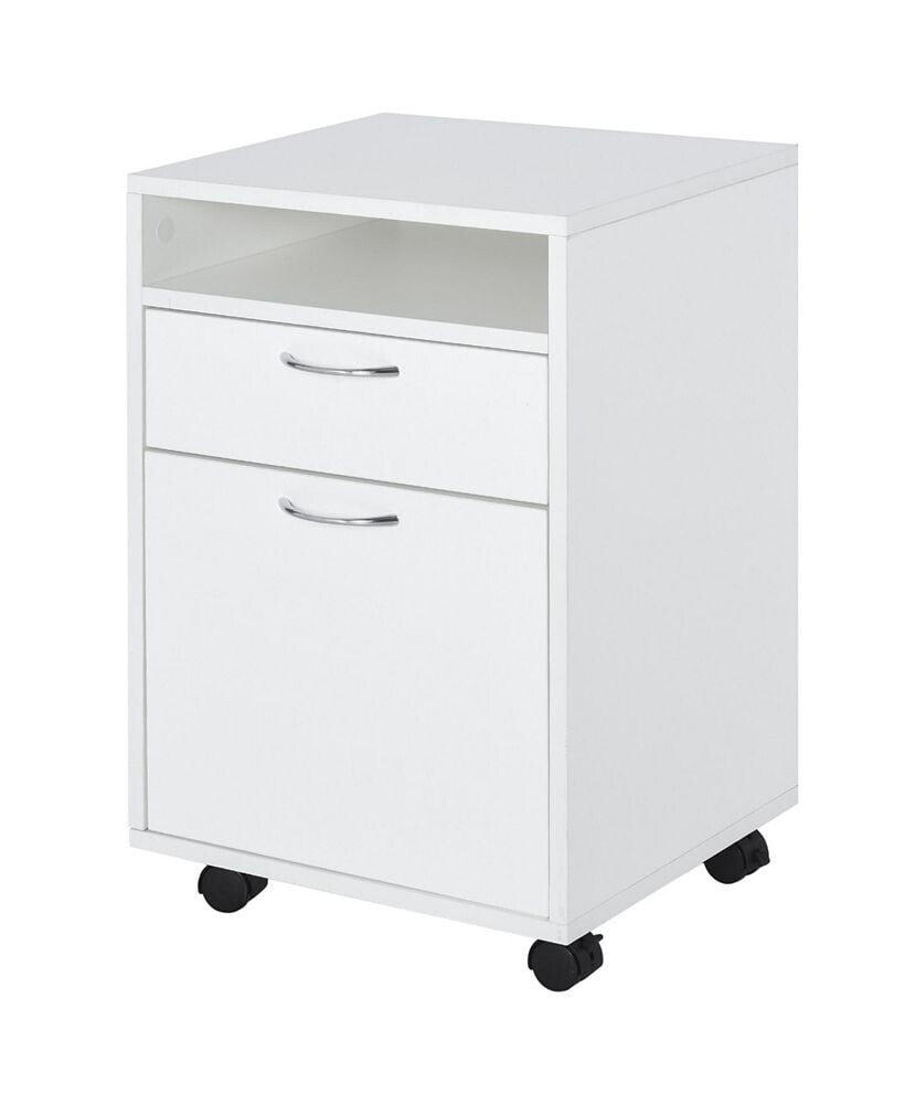 HOMCOM mobile File Cabinet Organizer Office Filing Organizer with Key, White