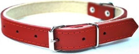 CHABA LEATHER COLLAR 16mm / 45cm RED