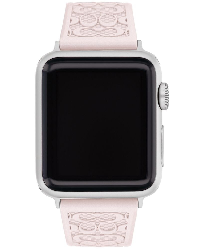 COACH pink Pearlized Signature C Silicone Strap for 38, 40, 41mm Apple Watch