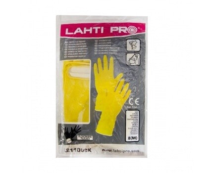 Средство индивидуальной защиты рук для строительства и ремонта Lahti Pro Rękawice gospodarcze domowe lateksowe 8 żółte (L211008K)
