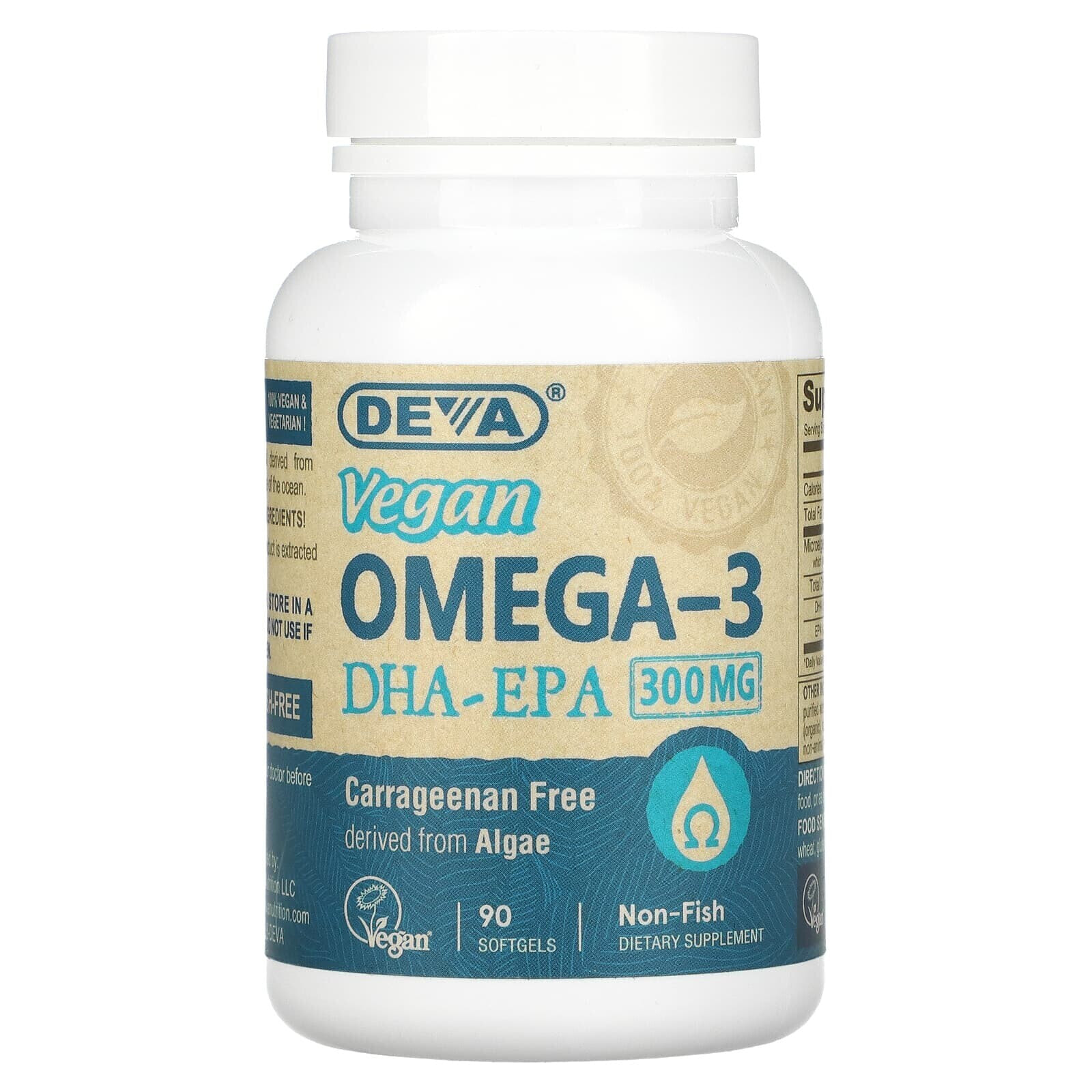 Дева, Веганская Омега-3, ДГК-ЭПК, 300 мг, 90 веганских мягких таблеток