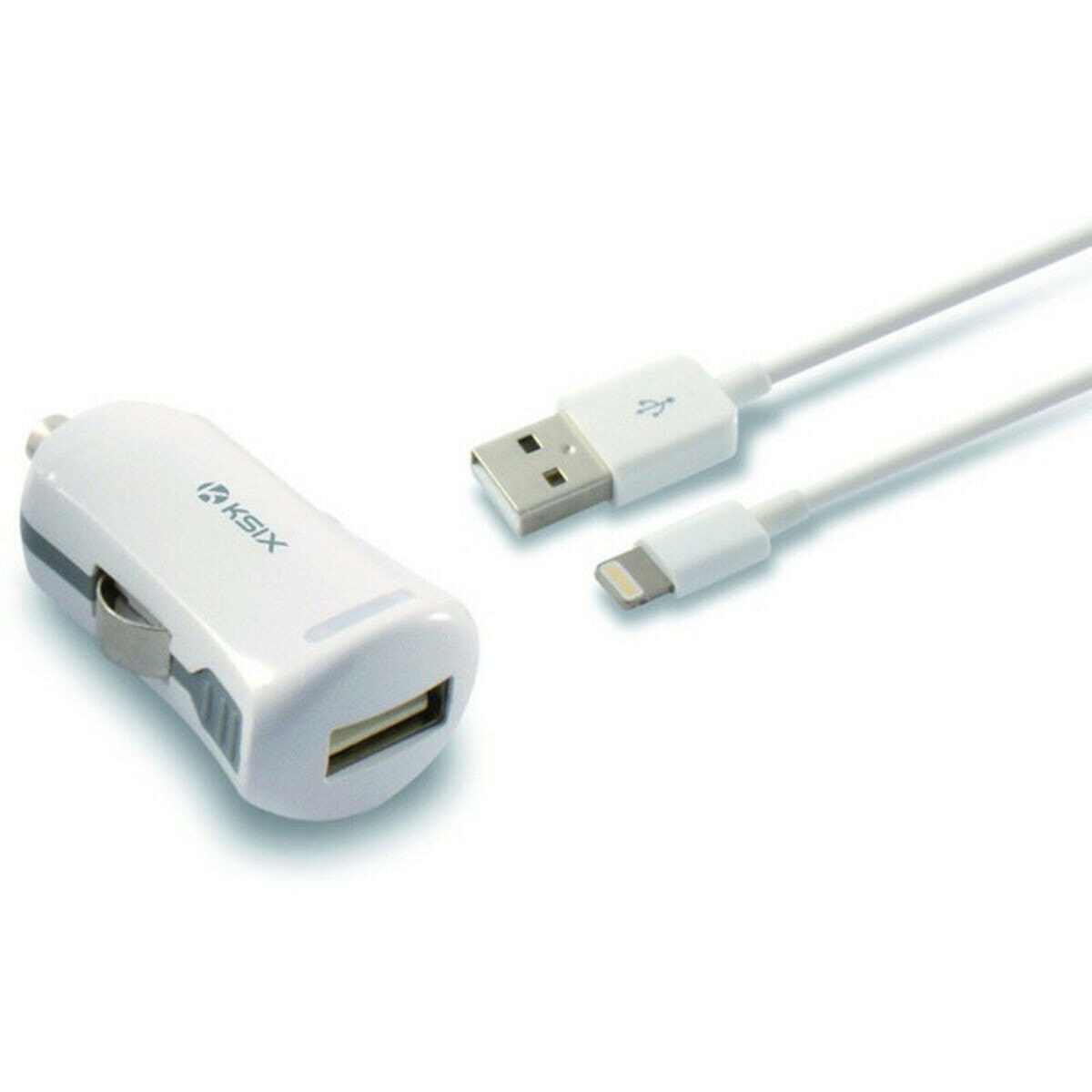 USB-зарядное для авто + кабель для быстрой зарядки Lightning MFi KSIX Apple-compatible 2.4 A