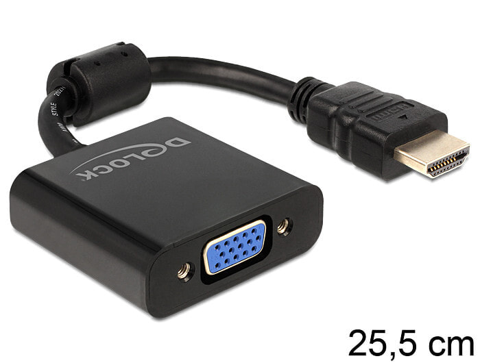 DeLOCK 65512 кабельный разъем/переходник HDMI-A VGA Черный