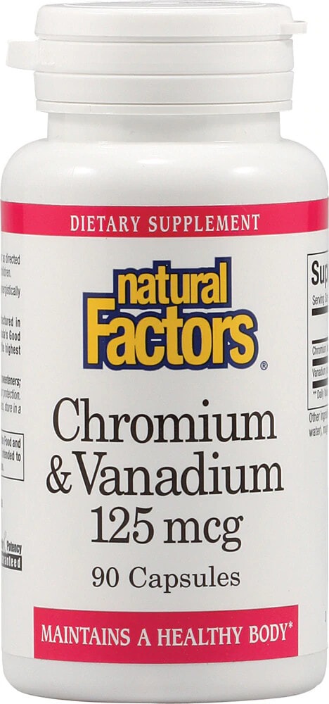 Natural Factors Chromium And Vanadium  Пищевая добавка Хром и ванадий 125 мкг  90 Капсул