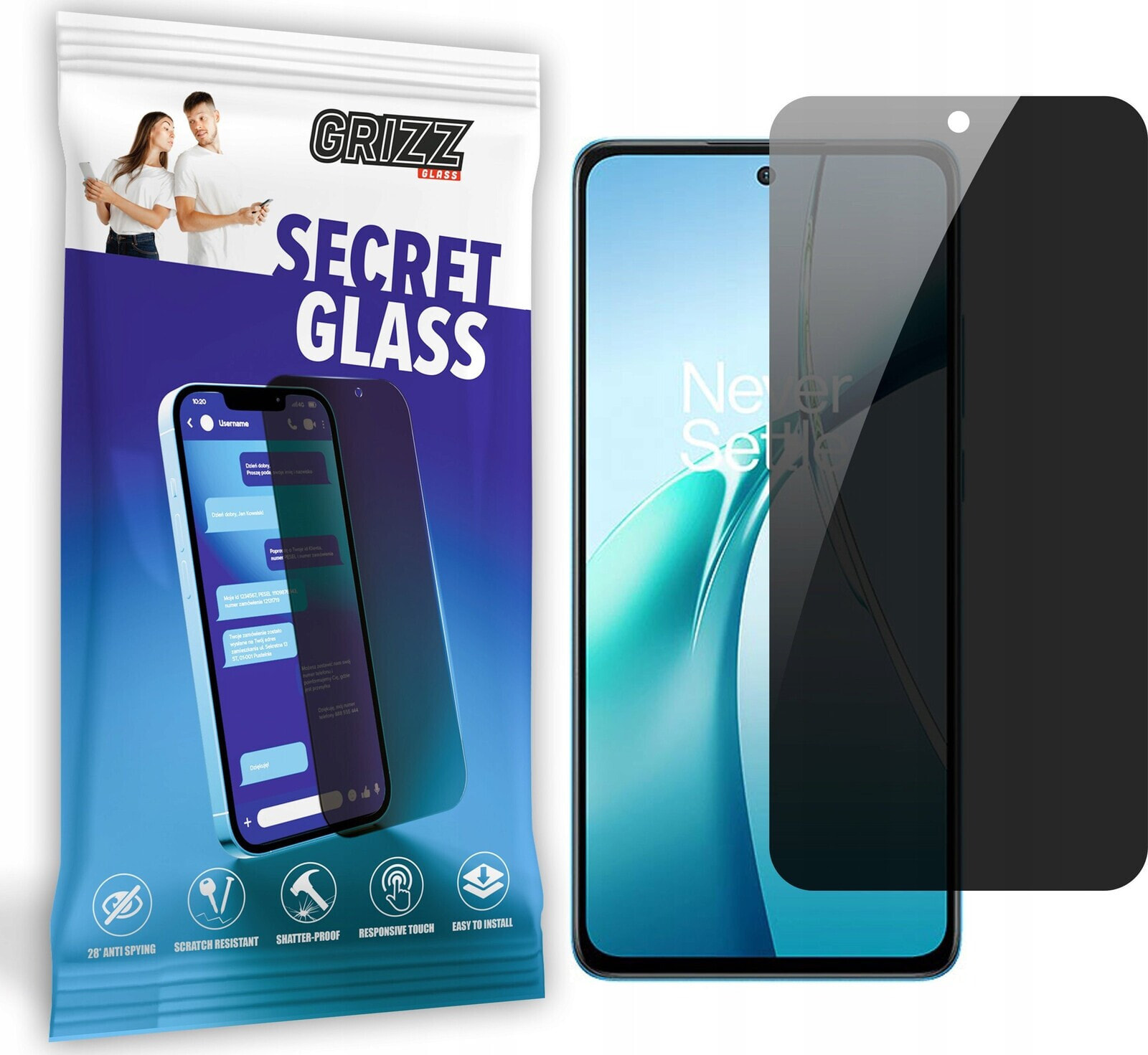 GrizzGlass Szkło prywatyzujące GrizzGlass SecretGlass do OnePlus Nord CE4 Lite