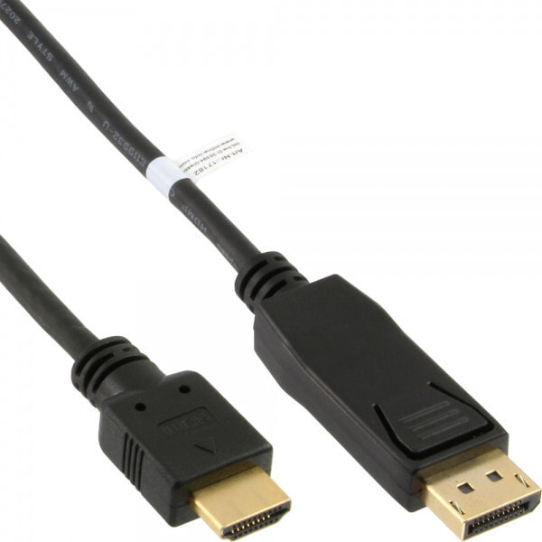 InLine 17186 видео кабель адаптер 0,5 m DisplayPort HDMI Черный