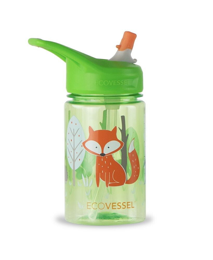 EcoVessel splash Kids Eastman Tritan Plastic Bottle with Design and Flip Straw Lid, 12 oz