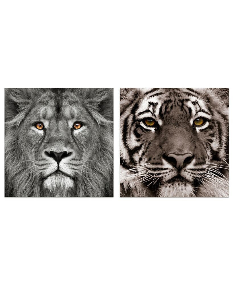 Empire Art Direct king of the Jungle Lion Eye of the Tiger Frameless Free Floating Tempered Glass Panel Graphic Wall Art, 38