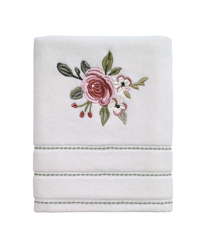 Avanti spring Garden Peony Embroidered Cotton Hand Towel, 16