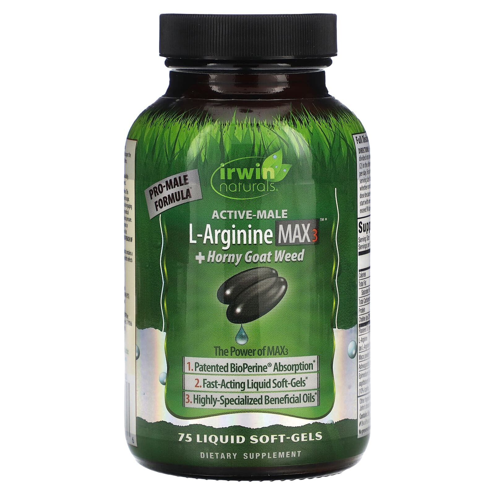 Active-Male, L-Arginine Max3 + Horny Goat Weed, 75 Liquid Soft-Gels