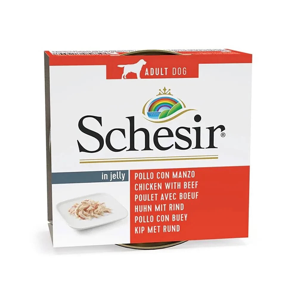 SCHESIR In jelly chicken with beef wet dog food 150g