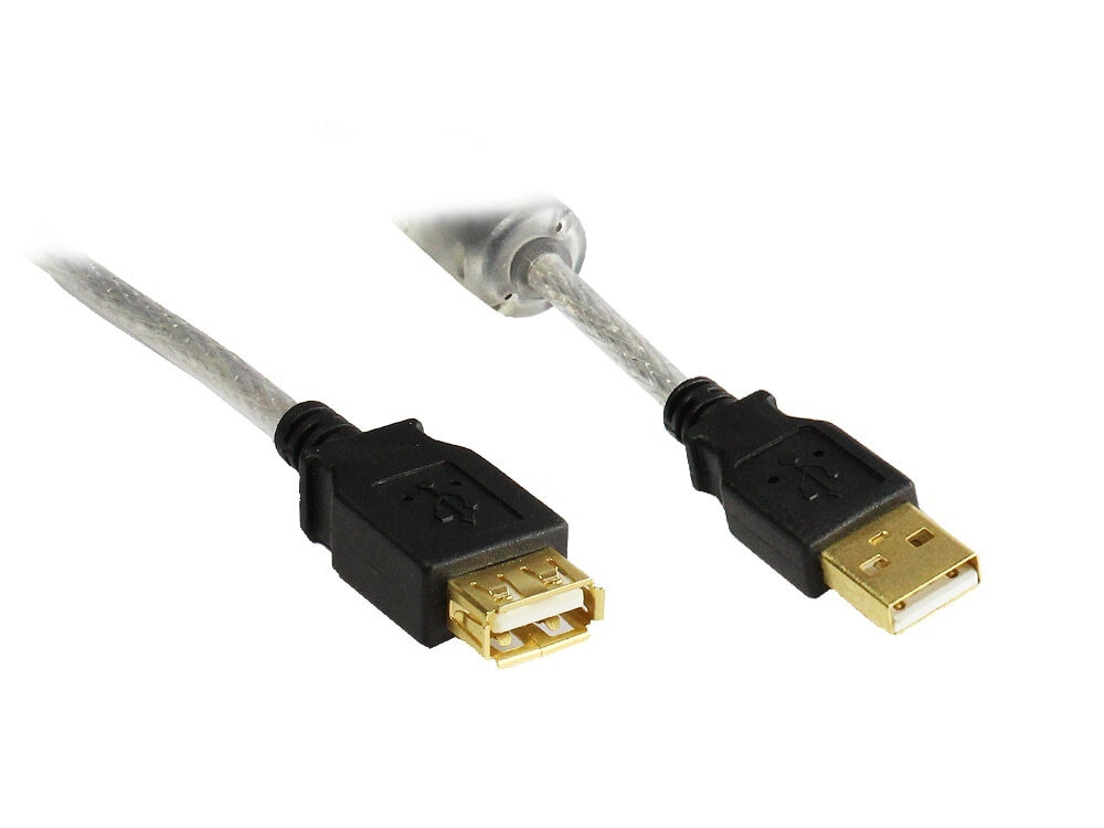 Alcasa USB 2.0 AM/AF 3m USB кабель USB A Черный, Прозрачный 2511-3TQ