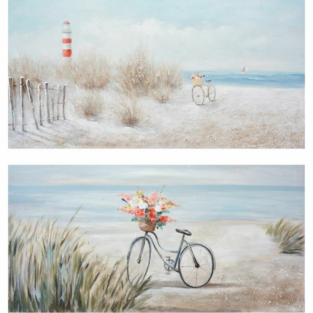 Painting DKD Home Decor 140 x 3,5 x 70 cm Beach Mediterranean (2 Units)