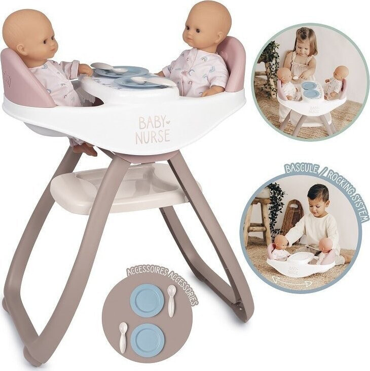 Smoby SMOBY Baby Nurse Krzesełko do Karmienia dla Bliźniąt Lalek