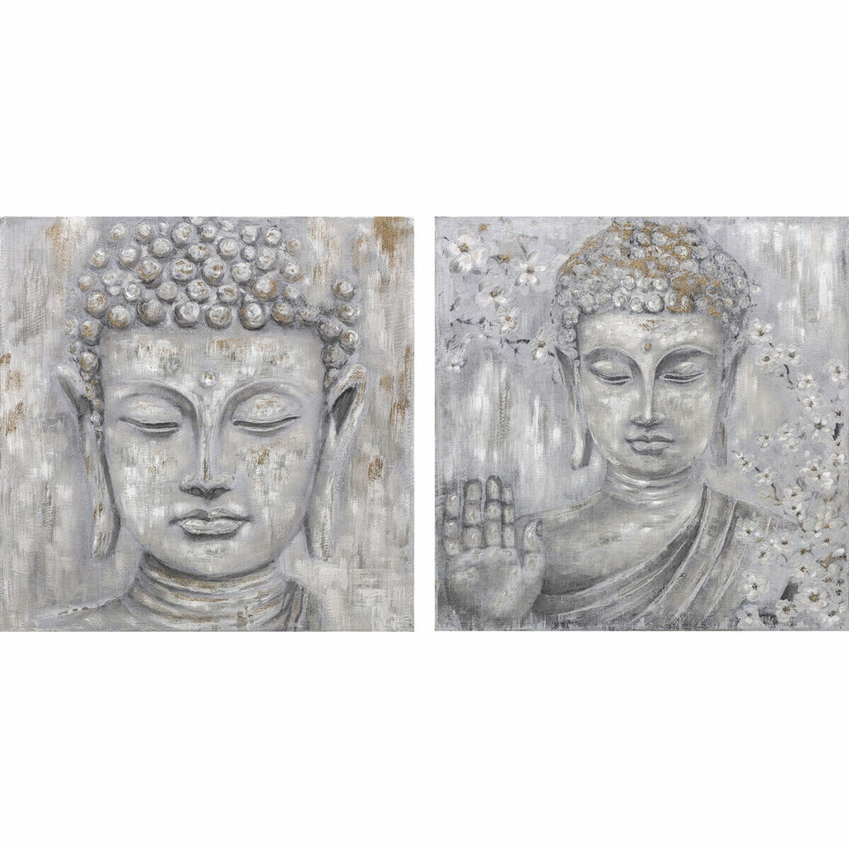 Painting DKD Home Decor 100 x 2,4 x 100 cm Buddha Oriental (2 Units)