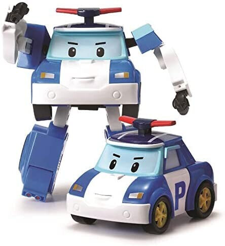 ROBOCAR POLI 54209 Poli Figure by Silverlit, Convertible Figure, Robot or Car, 10 cm, Blue, from 3 Years
