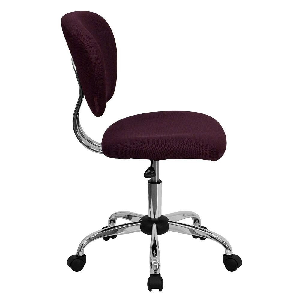 Flash Furniture mid-Back Burgundy Mesh Swivel Task Chair With Chrome Base