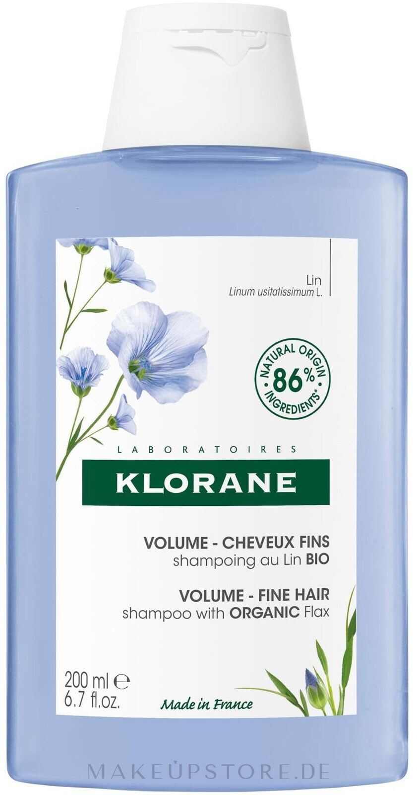 Volumen-Shampoo für dünnes Haar mit Bio-Flachsextrakt - Klorane Volume -Fine Hair with Organic Flax