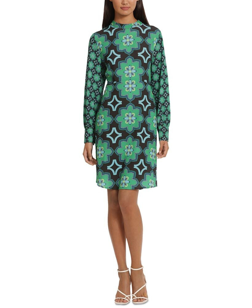 Donna Morgan women's Printed Mock-Neck Mini Dress