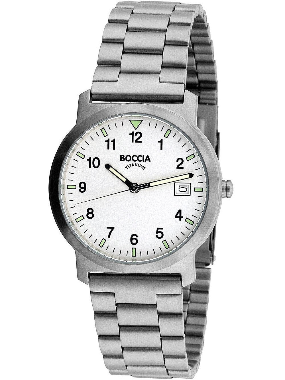 Мужские наручные часы с серебряным браслетом Boccia 3630-02 mens watch titanium 37mm 5ATM