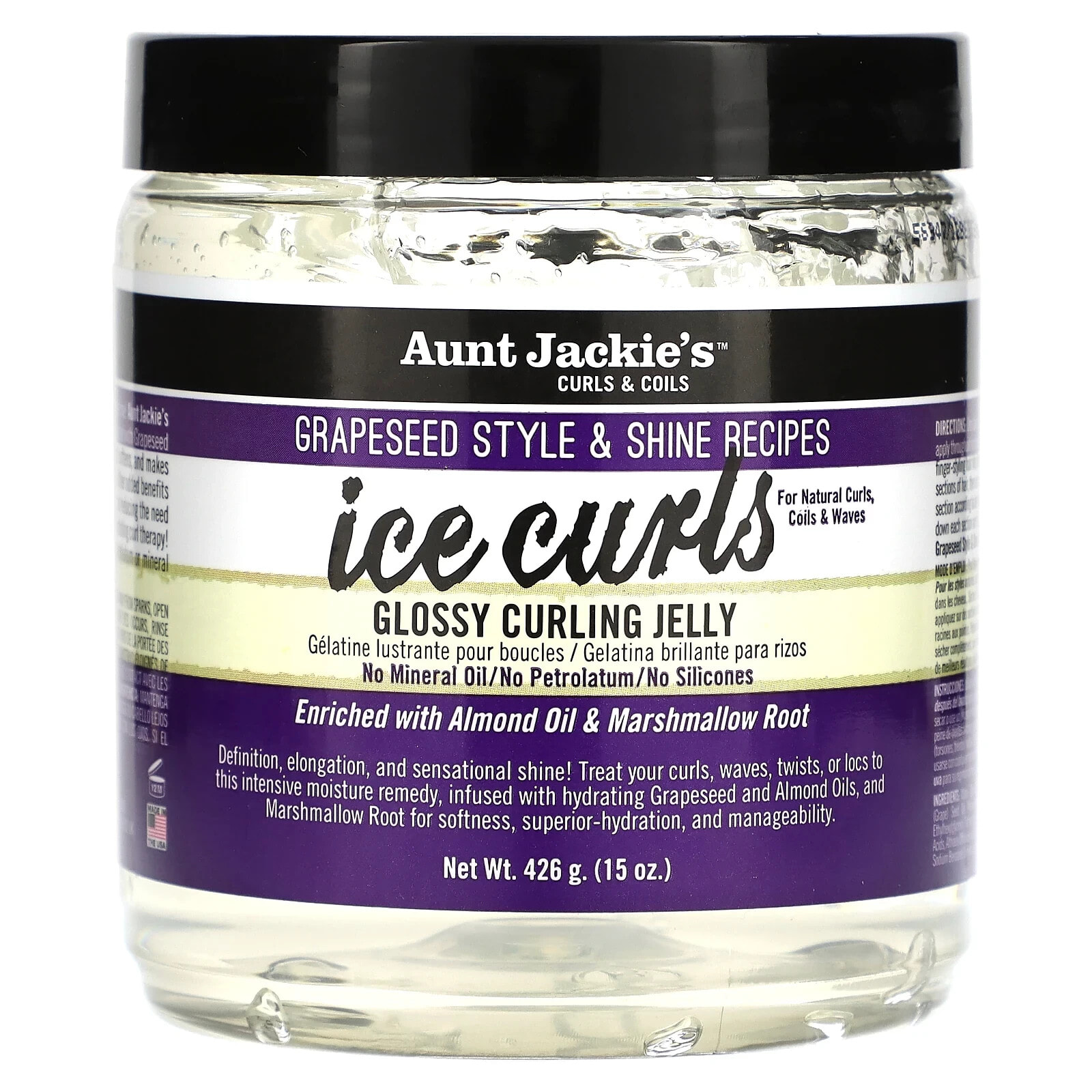 Aunt Jackie's, Ice Curls, глянцевое желе для завивки волос, 426 г (15 унций)