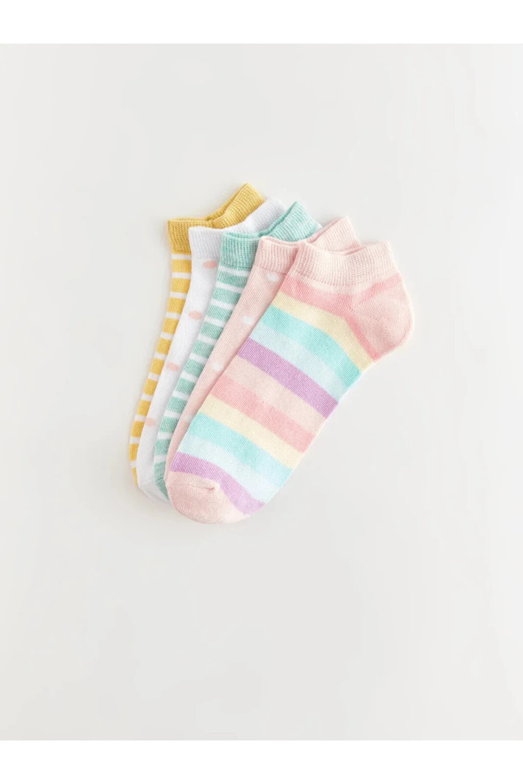 Pamuk karışımlı Esnek kumaştan Kız Çocuk Patik Çorap 5'li