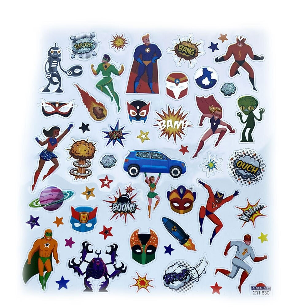 GLOBAL GIFT Classy Superheroes Glitter Stickers