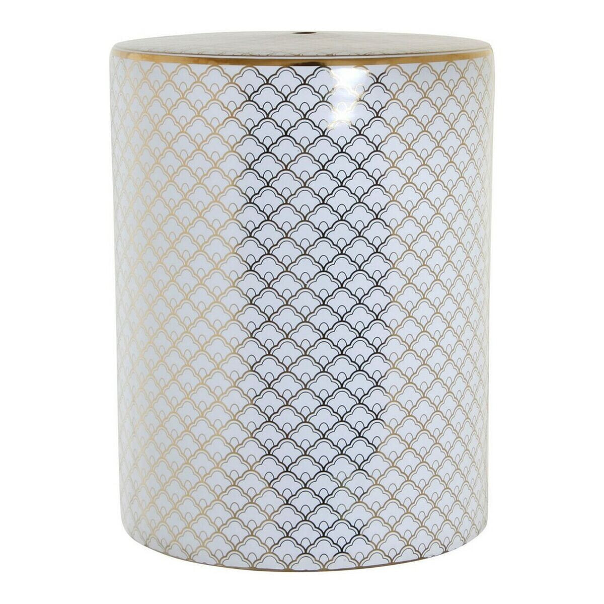 Side table DKD Home Decor White Porcelain Golden (33 x 33 x 42 cm)