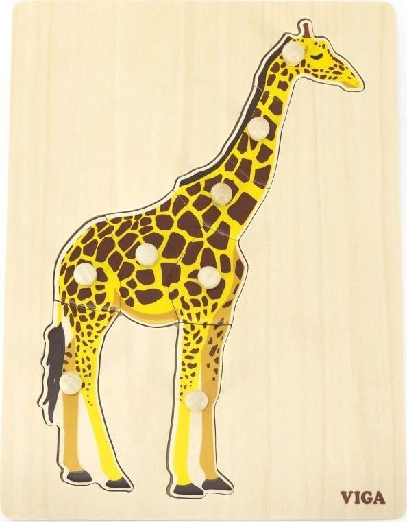 Viga Toys VIGA Drewniane Puzzle Montessori Żyrafa z Pinezkami