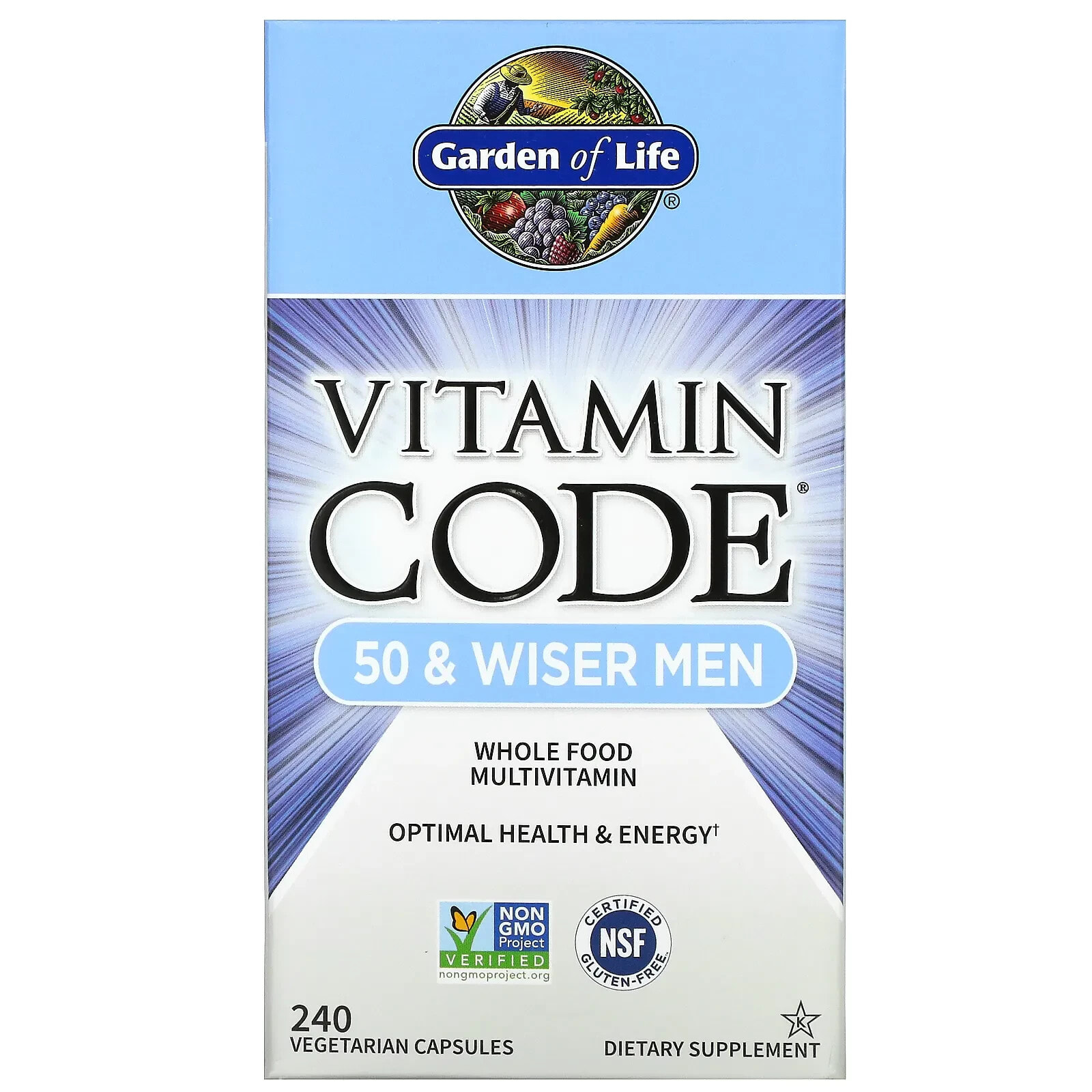 Гарден оф Лайф, Vitamin Code, мультивитамины из цельных продуктов для мужчин от 50 лет, 120 вегетарианских капсул
