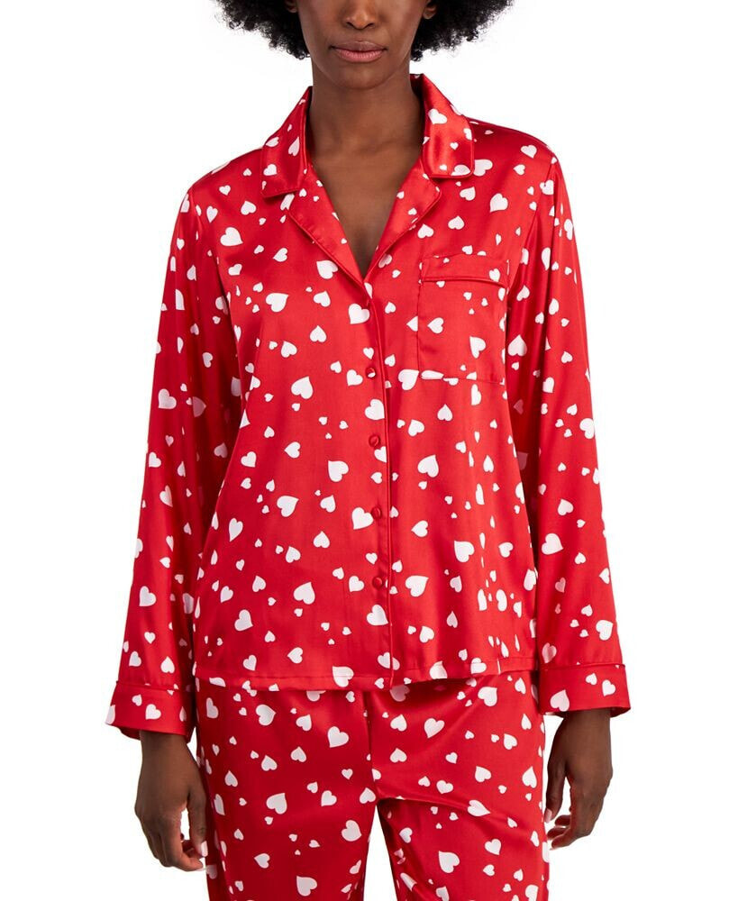 Satin Notch Collar Pajama Set, Created for Macy's I.N.C.