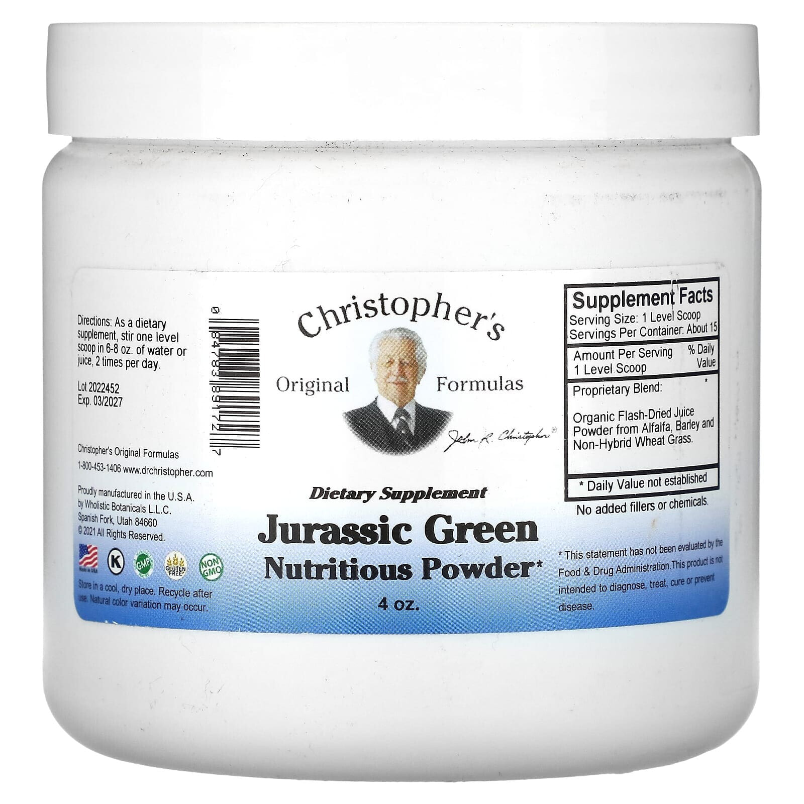 Christopher's Original Formulas, Jurassic Green, питательный порошок, 4 унции