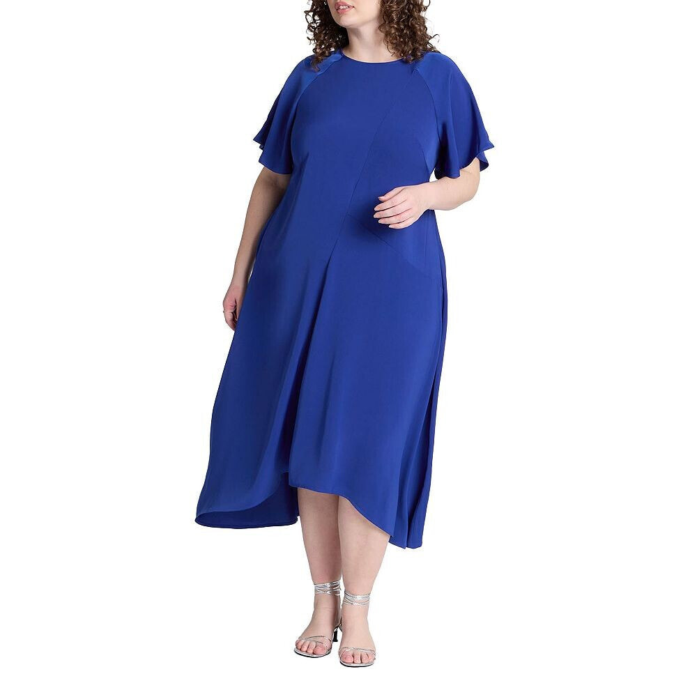 ELOQUII women's Plus Size Seam Detail Relaxed Midi Dress